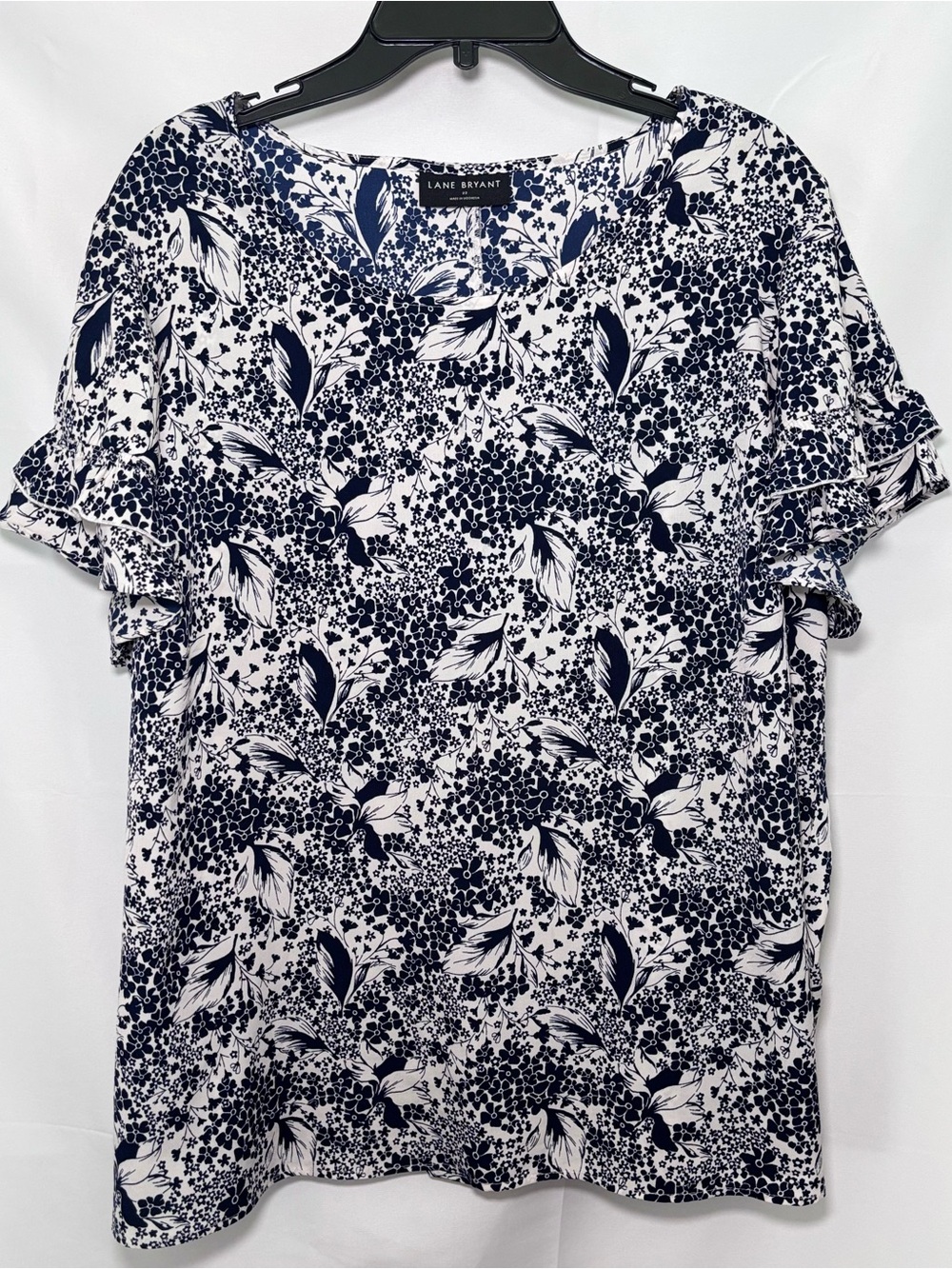 Lane Bryant Flutter Sleeve Crew Neck Floral Top